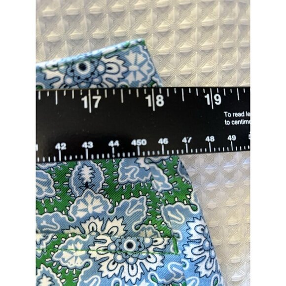 Lands End Bermuda Shorts Womens 14 Mid Rise Blue Green Floral Print Pockets - Picture 10 of 15